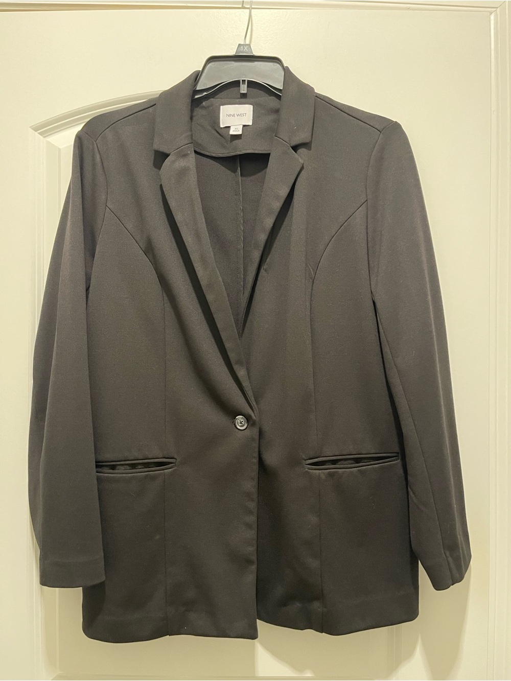 Nine West Black Women's Single-Button Blazer with Notch Lapel